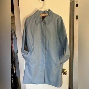 Light blue, collared COACH rain jacket